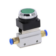 Механический клапан, 1 шт., резьба 1/8 дюйма, 2 положения, 3 направления, зеленый плоская кнопка, мгновенный пневматический клапан, MOV-321PP 2024 - купить недорого