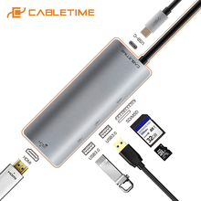 CABLETIME-concentrador de red USB tipo C a USB 3,0, HDMI, 4K, lector de tarjetas SD y Micro TF, carga de USB-C 6 en 1 para Huawei Matebook MacBook Pro C040 2024 - compra barato