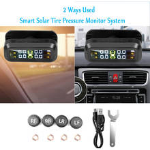 Solar Tpms Car Tire Pressure Alarm Monitor System Intelligent Temperature Warning Fuel Save with 4 Sensors Tpms Window Display 2024 - buy cheap