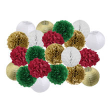 Juego de farol de papel redondo para fiesta de Navidad, decoración colgante de panal, rosa y azul, oro, plata, rojo, cumpleaños, Año Nuevo, bautismo 2024 - compra barato