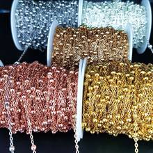 COLLAR O pendientes de cobre chapado en oro Real con retención de Color, cadena con cuentas, accesorios para fabricación de joyas DIY 2024 - compra barato