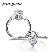 Pansysen luxo pera forma 7x10mm diamante casamento anel de noivado prata pura 925 jóias casal anéis para mulheres por atacado 2024 - compre barato