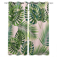 Cortina para sala de estar, cortina blackout de folhas da selva tropical, tecido decorativo para janela de batente, quarto 2024 - compre barato