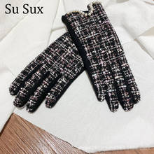 New Winter Pearl Gloves Women Wool Touch Screen Gloves Thickening Warm Finger Gloves Girls Cute Wrist Gloves 2024 - buy cheap