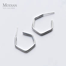 Modian Minimalism Fresh Hexagon Stud Earrings for Women 925 Sterling Silver Simple Fashion Jewelry Wedding Statement Jewelry 2024 - купить недорого