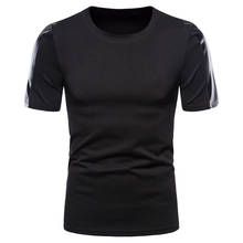 Men T Shirt Hipster Patchwork Pu Leather Short Sleeve Tshirt Men Slim Fit O-neck T-shirt Male Summer Casual Tee Shirt Homme 3XL 2024 - buy cheap