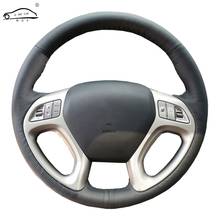 Protector de cuero genuino para volante de coche, para Hyundai ix35 Tucson 2 2011-2015/volante dedicado, manillar trenzado 2024 - compra barato