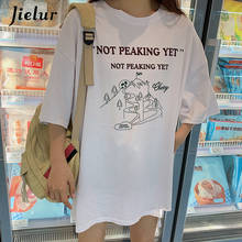 Jielur женская футболка с принтом из мультфильма, с круглым вырезом, Харадзюку, шикарная Женская Повседневная футболка 2020, новые летние футболки, Camiseta Mujer 2024 - купить недорого
