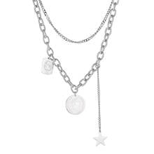 Y2k Layered Chains Queen Round Star Pendants Necklaces For Women Fashion E Girl Stainless Steel Aesthetic Neck Jewelry Necklaces 2024 - buy cheap