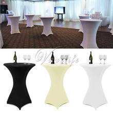 Toalha de mesa em lycra elástico branco/preto/marfim 60cm/80cm, para festa de eventos, coquetel, bar redondo, decoração de mesa de casamento 2024 - compre barato