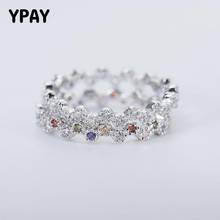 YPAY Real 925 Sterling Silver Rings for Women High Quality White/Colorful Zircon Finger Ring Size 5/6/7/8/9 Fine Jewelry YMR230 2024 - buy cheap
