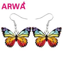 ARWA акриловые очаровательные серьги-бабочки с цветочным рисунком, большие насекомые, животные, Висячие ювелирные изделия для женщин и девочек, детские модные подарочные аксессуары 2024 - купить недорого