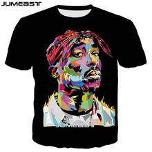 Camiseta estampa 3d super star tupac manga curta, camiseta top esportivo masculina e feminina 2024 - compre barato