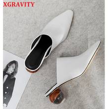 XGRAVITY Sexy Chic Mules Hot Pointed Toe Dress Slippers Fashion Transparent Strange Heel Ball Heel Women Sandals Lady Shoes B123 2024 - buy cheap