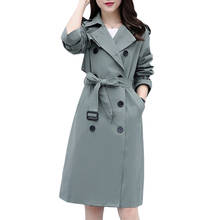 Casaco trench longo feminino plus size, jaqueta de outono e primavera plus size coreano casual 5xl f97 2024 - compre barato