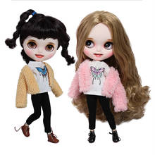 DBS Blyth icy doll clothes Fluffy Coat with Butterfly T-shirt and Black Pants for the 1/6 JOINT body girl gift 2024 - buy cheap