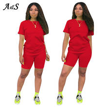 Anbenser Two Piece Set Women Pure Color T- Shirt & Shorts Set Female Tracksuits Loungewear Outfits Matching Sets Plus Size S-4XL 2024 - buy cheap