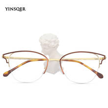 Óculos sem aro redondo semi-aro, óculos femininos de prescrição para computador óptico, óculos falsos sem dioptria, óculos femininos com armação 2024 - compre barato