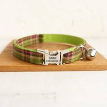 Collar con grabado personalizado para gato, diseño de celosía de Escocia, con campana, personalizado para mascotas, seguridad para perros pequeños 2024 - compra barato