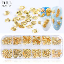 3D Gold Nail Art Decorations Mixed-Shape Metal Frame Shell Leaf Rivet Studs on Nails DIY Charm Jewelry Accessories Supply CH25 2024 - buy cheap