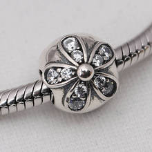 S925 Silver  DIY Jewelry Dazzling Daisies Charm fit Lady Bracelet Bangle Lady Gift Bead Clear CZ 2024 - buy cheap