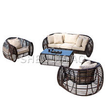Sofá de mimbre de imitación para Patio al aire libre, silla de tres personas para balcón, café, sala de estar, recepción 2024 - compra barato