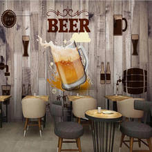 Milofi personalizado grande 3d papel de parede mural de madeira cerveja pintura decorativa fundo da parede mural decorativo 2024 - compre barato