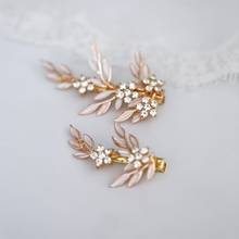 Gold Leaf Bridal Hair Clips Pins Crystal Floral Wedding Hair Piece Accessories Handmade Women Headpiece Jewelry 2024 - buy cheap