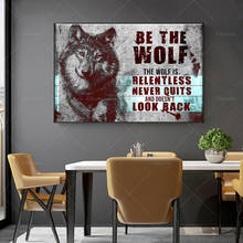 Seja o lobo motivacional arte da parede da lona, arte abstrata, arte motivacional da parede, decoração da casa, arte da parede, posters imprime o presente original 2024 - compre barato