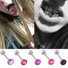 Piercing de lengua de acero inoxidable para mujer, 14G, 1,6mm, logotipo femenino, palabras, anillos de lengua Punk, Piercings de hélice, joyería corporal 2024 - compra barato