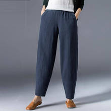 Spring Summer Women Pants   Loose Casual Harem Pants Elastic Waist Pocket Cotton Linen Vintage Pants Ladies Trousers 2024 - buy cheap