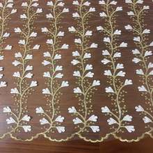 Tecido de gaze bordado requintado da tela do laço do tule 3d floral com fio de ouro tecido de renda nupcial do casamento pelo quintal 2024 - compre barato
