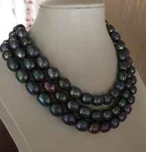 Precioso collar barroco tahitiano de 11-12mm, perla verde y negra de 48 pulgadas 2024 - compra barato