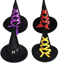 Halloween witch hat masquerade dress witch hat cosplay supplies velvet Ribbon Hat wholesale party halloween decoration 2024 - buy cheap