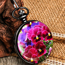 Reloj de bolsillo de cuarzo para mujer, con flores hermosas y elegantes, de alta calidad, con tapa de esfera sencilla, colgante práctico, collar, regalos 2024 - compra barato