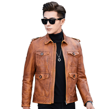 Top Quality Half Vegetable Tanning Goat Leather Jackets Slim Autumn Brown Genuine Leather Coats 2024 - buy cheap