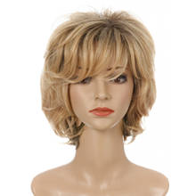 Synthetic Wig for Women Short Wavy Hair with Bangs Light Gold hair High Temperature Fiber Heat Resistant Wig 2024 - buy cheap
