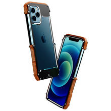 For Apple IPhone 12 pro 11 PRO X XS MAX XR Se 2020 6 6s 7 8 Plus Mini Case Aluminum Metal bumper+ wood Shockproof Cover shell 2024 - buy cheap