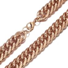 7-40" Cool Men's Jewelry Heavy 316L Stainless Steel Fashion Rose Gold Color Curb Cuban Link Chain Necklace&Bracelet 14/16mm 2024 - buy cheap