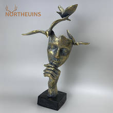 NORTHEUINS Resin Retro Mask Miniature Figurines for Home Thinker Statues Head Sculpture Interior Decoration Christmas Desk Decor 2024 - buy cheap