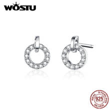 WOSTU 925 пробы серебряные изысканные круглые серьги-гвоздики для женщин стильные маленькие циркониевые серьги трендовые ювелирные изделия FIE767 2024 - купить недорого