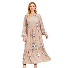 2020 Oversize women summer long-sleeved dress new loose print big swing dress female lengthen A-line dresses plus size 4XL G914 2024 - buy cheap