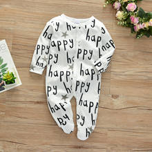 Newborn Baby Boy Girl Romper Pajamas Cotton Letter Happy Print Long sleeve Jumpsuit Infant Outfits 2024 - buy cheap