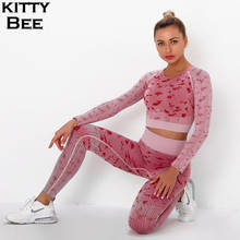 Sport Set Women Camo Yoga Set Gym Clothing Seamless Sport Suit Workout Long Sleeve Crop Top Seamless Leggings Women Tracksuits 2024 - buy cheap