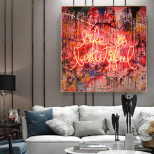 Street Grafitti Art Canvas Painting Love Is Beautiful Posters and Prints Wall Art Picture for Living Room Home Wall Decor Cuadro 2024 - buy cheap