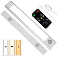 LED Closet Light, 60-LED Rechargeable  3 Light Color Motion Sensor Under Cabinet Light Lamp with Remote Control 2024 - buy cheap