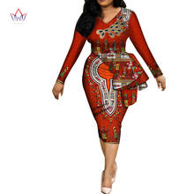Bintarealwax 2021 Spring Africa Dresses for Women Vestidos Print Fabric Elegant Africa Clothes Ruffles African Clothing WY3582 2024 - buy cheap