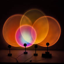 Usb botão de arco-íris projetor de pôr do sol atmosfera luz noturna led café loja fundo decoração de parede lâmpada colorida