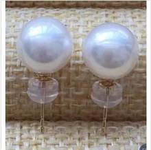 free shipping charming air of pAAA 8.5-9MM Akoya white round pearl earring 2024 - buy cheap