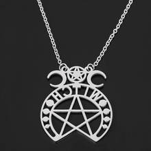 Wholesale 10 pcs/lot Triple Moon Goddess Wicca Pentagram Magic Amulet Necklace Women Moon Charm Necklace Pendant Collar Jewelry 2024 - buy cheap